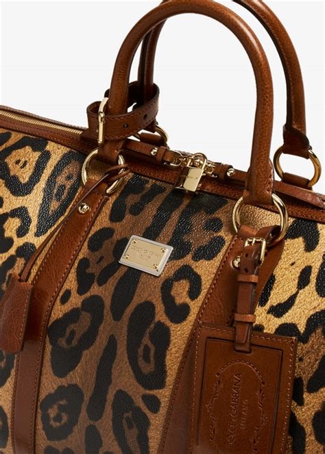 Leopard print medium travel bag 